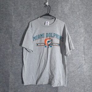 Vintage Miami Dolphins NFL Football T Shirt XL/EX/TG Logo Athletic Gray Sports